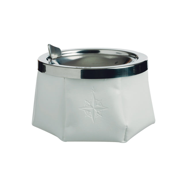 White Premium Windproof Ashtray with Stainless Steel Guard