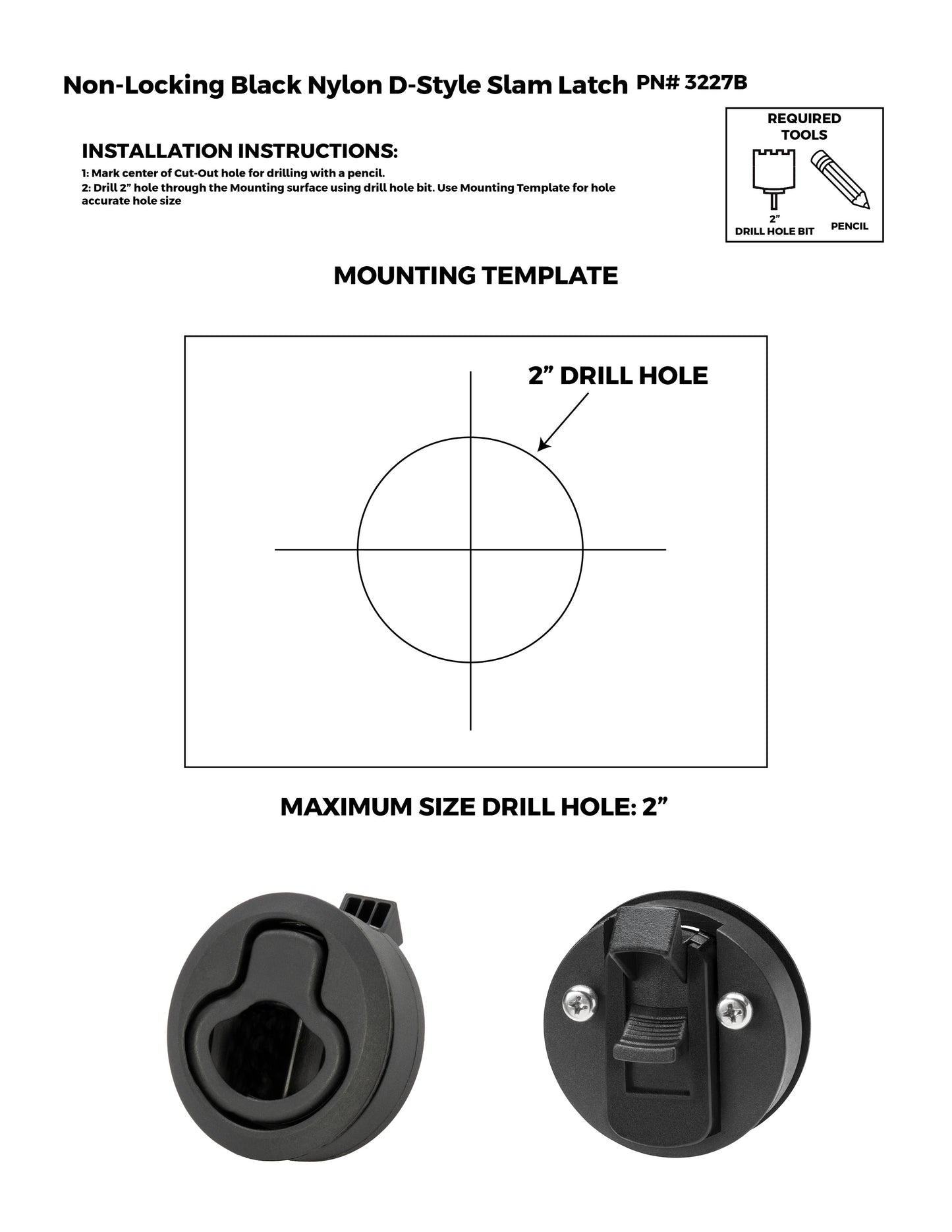 Non-Locking Black Nylon D-Style Slam Latch