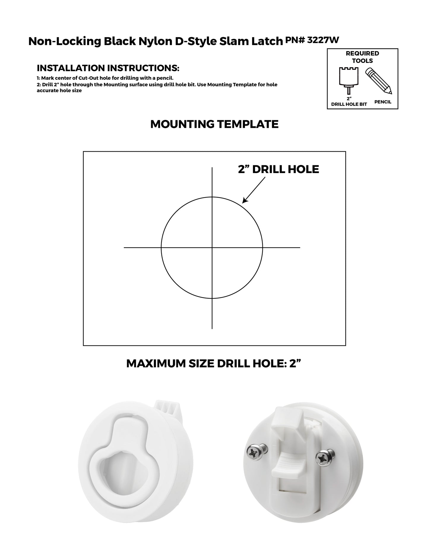 Non-Locking White Nylon D-Style Slam Latch