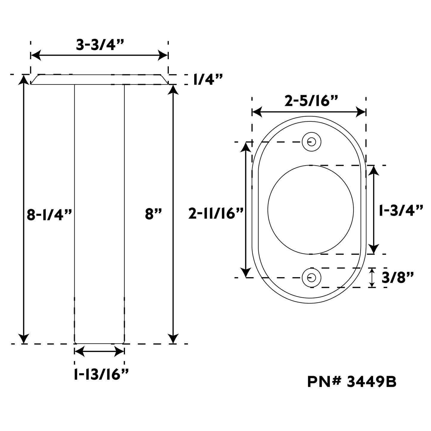 90° Black Nylon Flush Mount Rod Holder