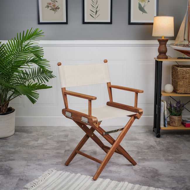 Oiled Finish Directors Chair with Oyster Sunbrella® Fabric Covers