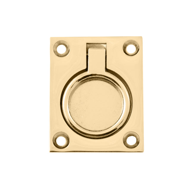 2" x 2-1/2" Polished Brass Flush Pull Ring