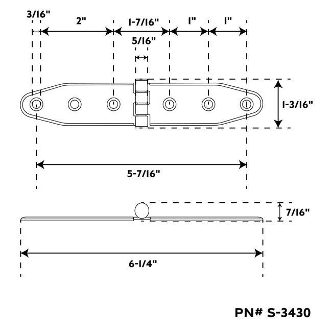 6" 304 Stainless Strap Hinge