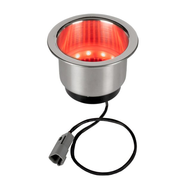 Wide Lip RGB LED Stainless Steel Cup Holder - 2 AMP