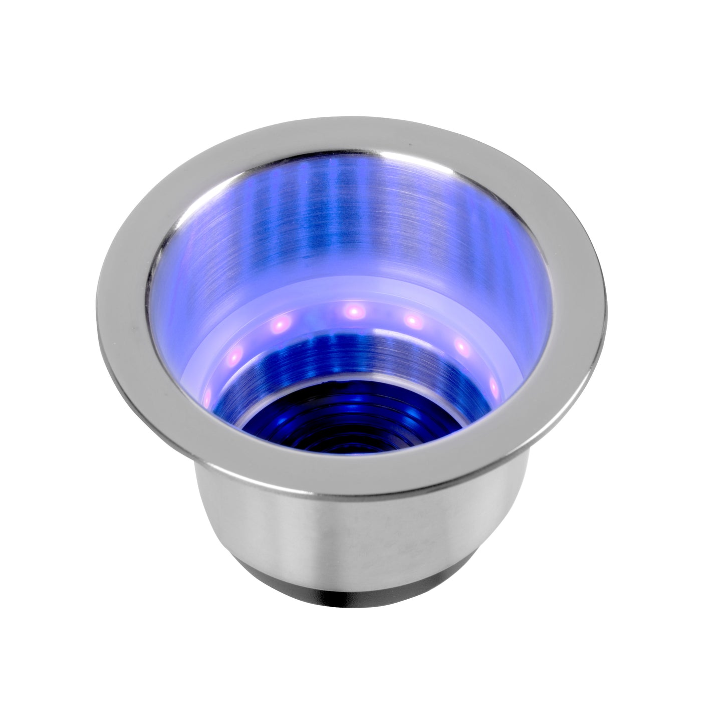 Wide Lip RGB LED Stainless Steel Cup Holder - 2 AMP