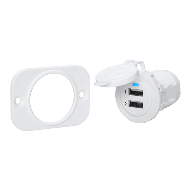 White Nylon Dual USB Charging Port