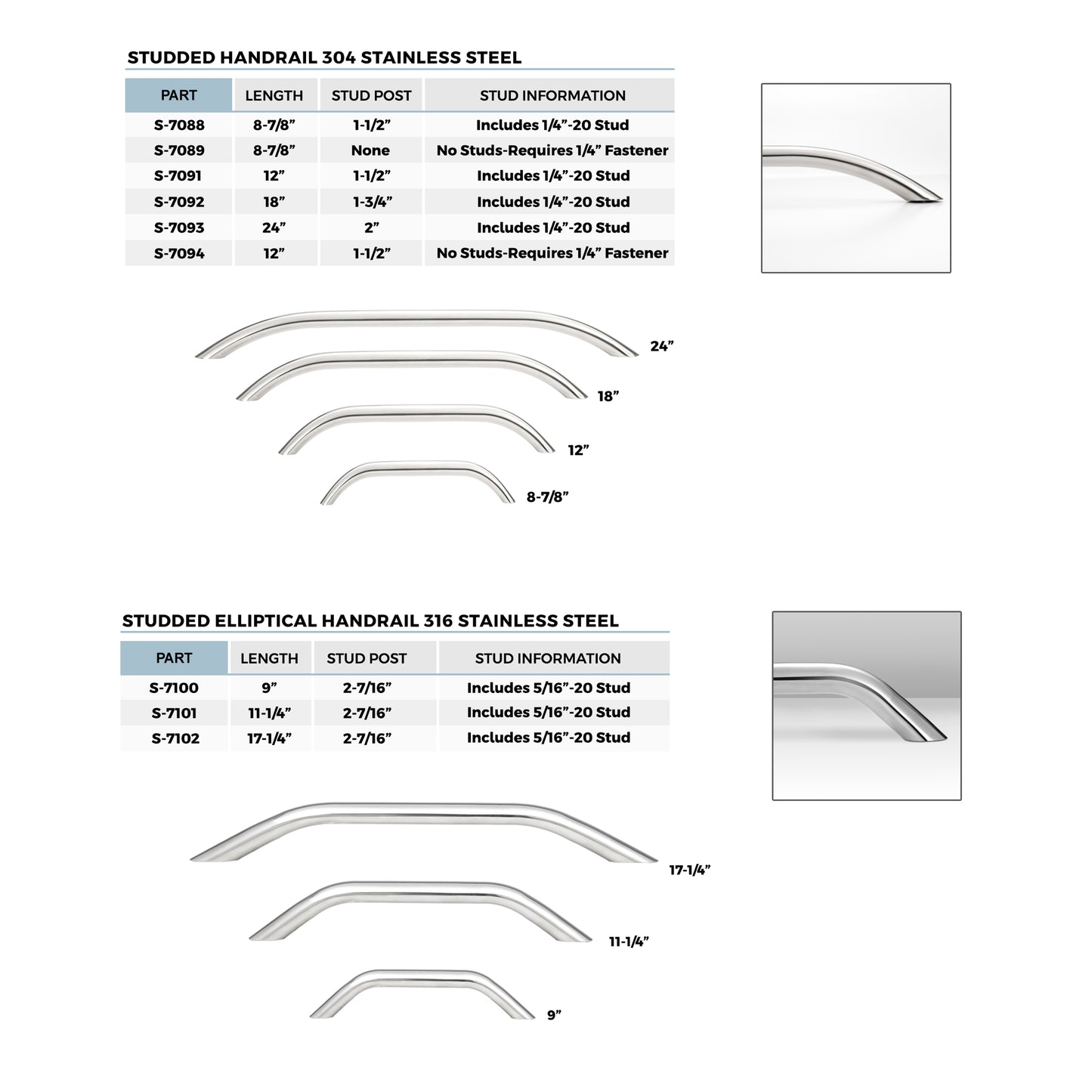 24" Studded Handrail