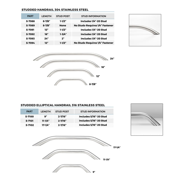 18" Studded Handrail